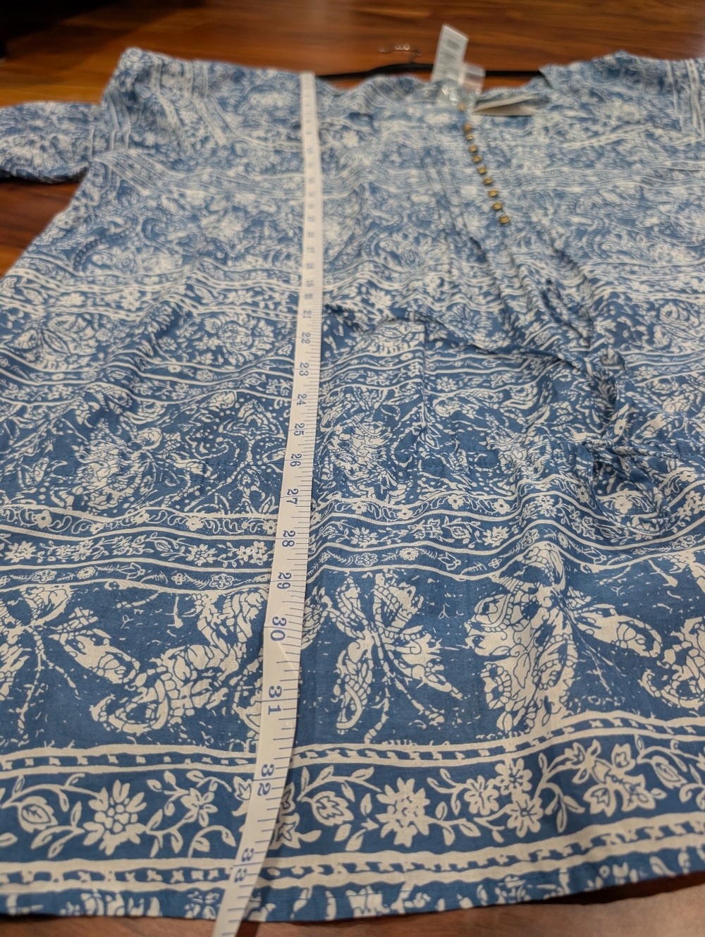 Just My Size Blue and White Printed Peasant Tunic Size 3X NWT - Picture 10 of 10